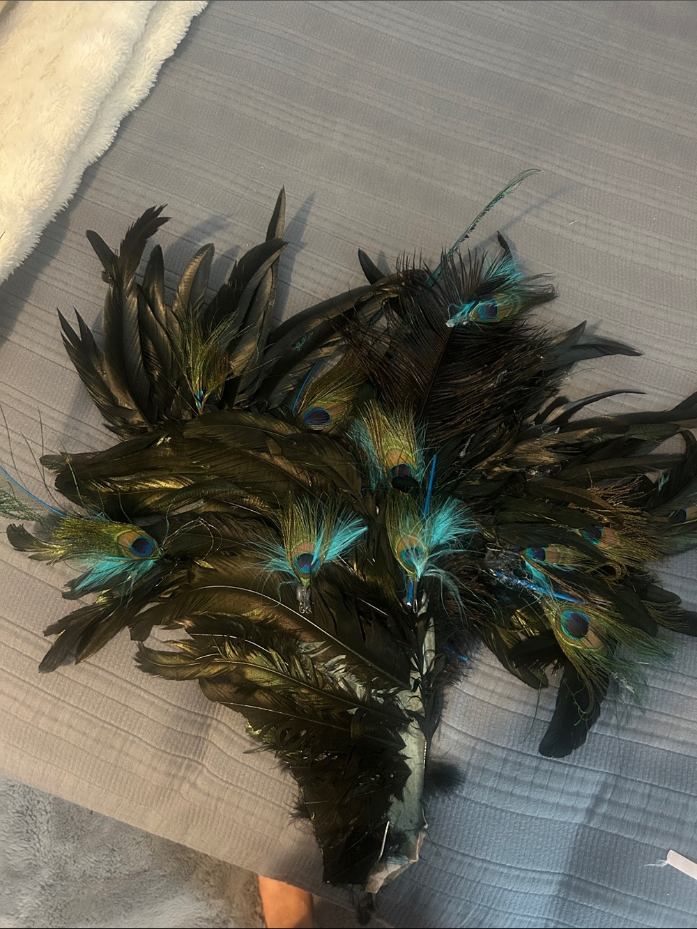head piece peacock costume Feather - Iridescent Blue and Green